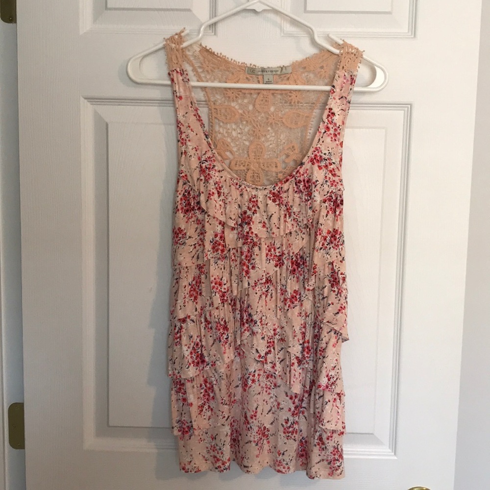 LC Lauren Conrad Floral Lace Tank Top